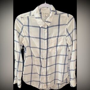 L.O.G.G. H&M Button Down 100% Cotton Shirt Blue and White Size 2